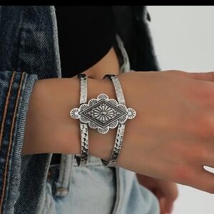 Boho turquoise cuff bracelet